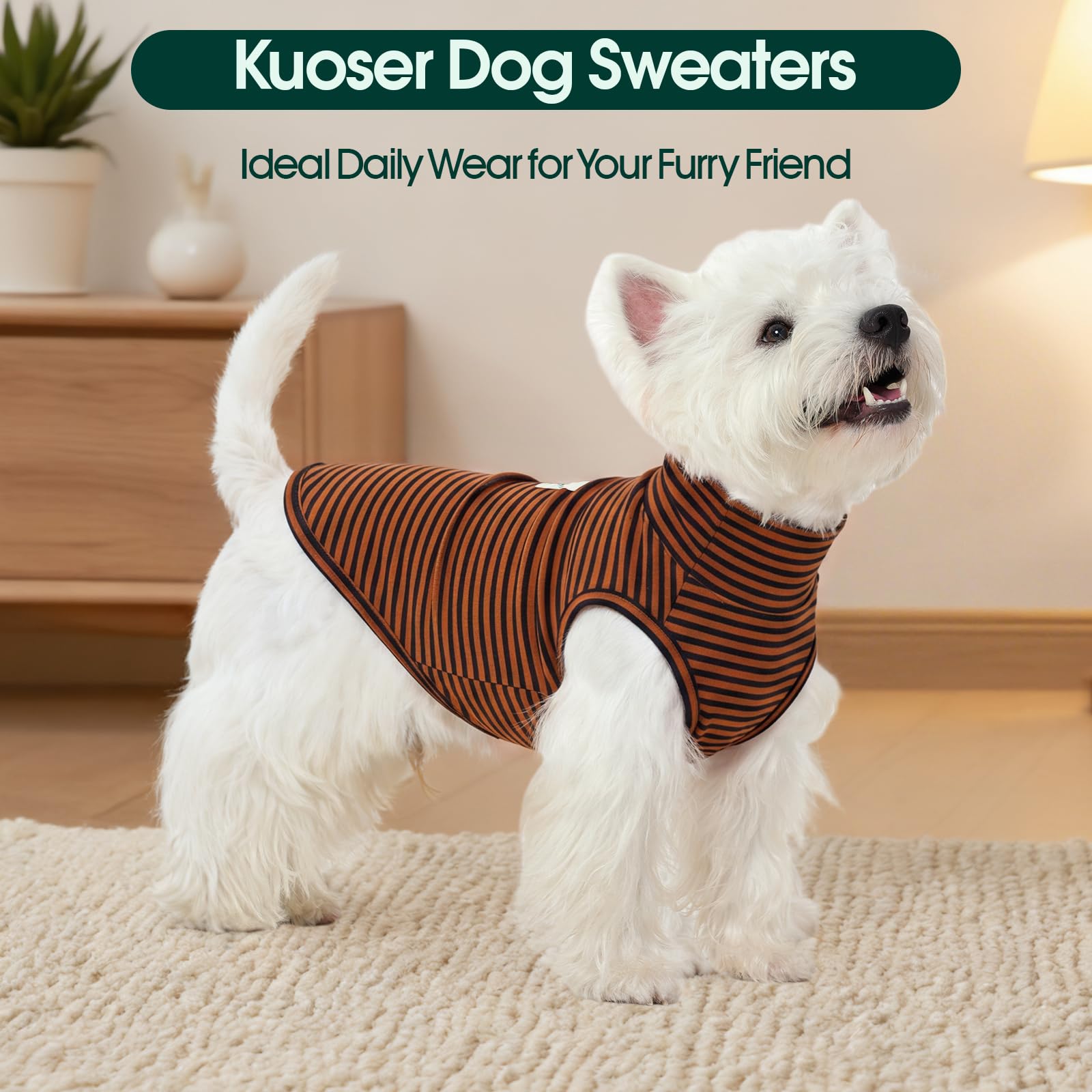 Kuoser Lot de 2 pulls en polaire pour chien - Chaud et doux - Marron | Pull en polaire pour l'hiver et l'automne - Pull chaud et doux pour chiens de petite et grande taille - Par temps froid avec
