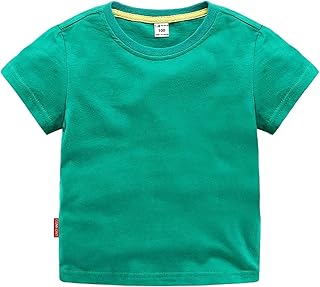 Zanjkr Camisetas para meninos meninos ajuste clássico camiseta gola redonda algodão orgânico macio pacote múltiplo camisas básicas de manga curta camisas infantis meninos camisas (verde, 6-7 anos)