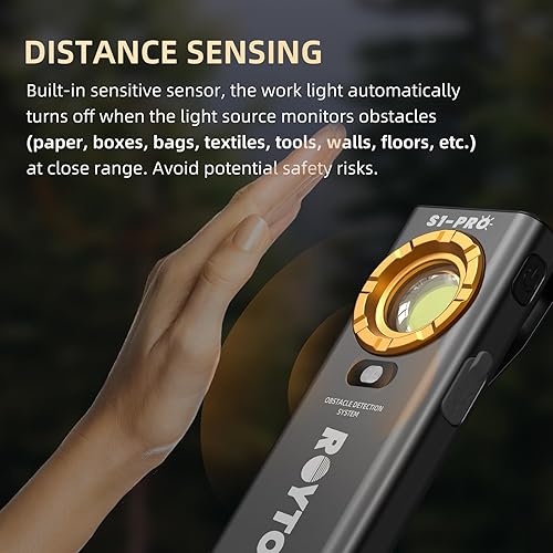 Miniatura 5 de Linterna de bolsillo recargable EDC Slim Flat Linterna 1200 lúmenes con base magnética y espalda, sensor de proximidad, clip para bolsillo, IPX7,