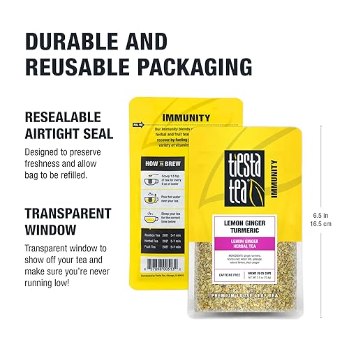 Miniatura 9 de Tiesta Tea - Cúrcuma de limón y jengibre, hojas sueltas, té de hierbas de limón y jengibre, mezcla premium, herbal sin cafeína, prepara infusiones