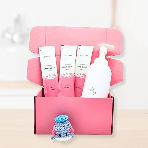 Juego de iniciación de jabón de manos espumoso, botella de vidrio reutilizable, los repuestos de jabón de espuma concentrada hacen 3 x 12 oz (36 oz