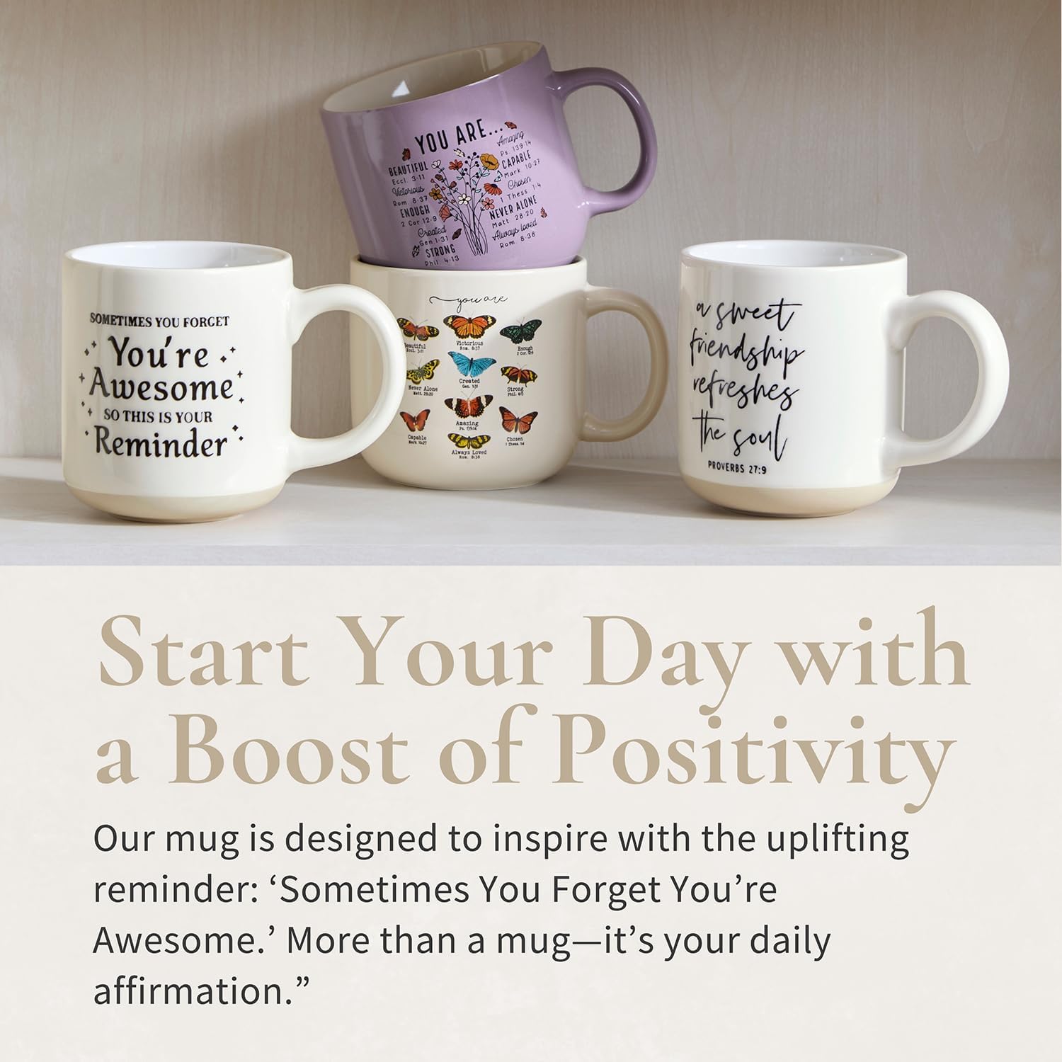 You're Awesome Coffee Mug – 14oz Cream Ceramic Cup with Motivational Message, Perfect Thank You & Appreciation Gift for Women, Men, Best Friends, and Coworkers, Microwave Safe - Image 3