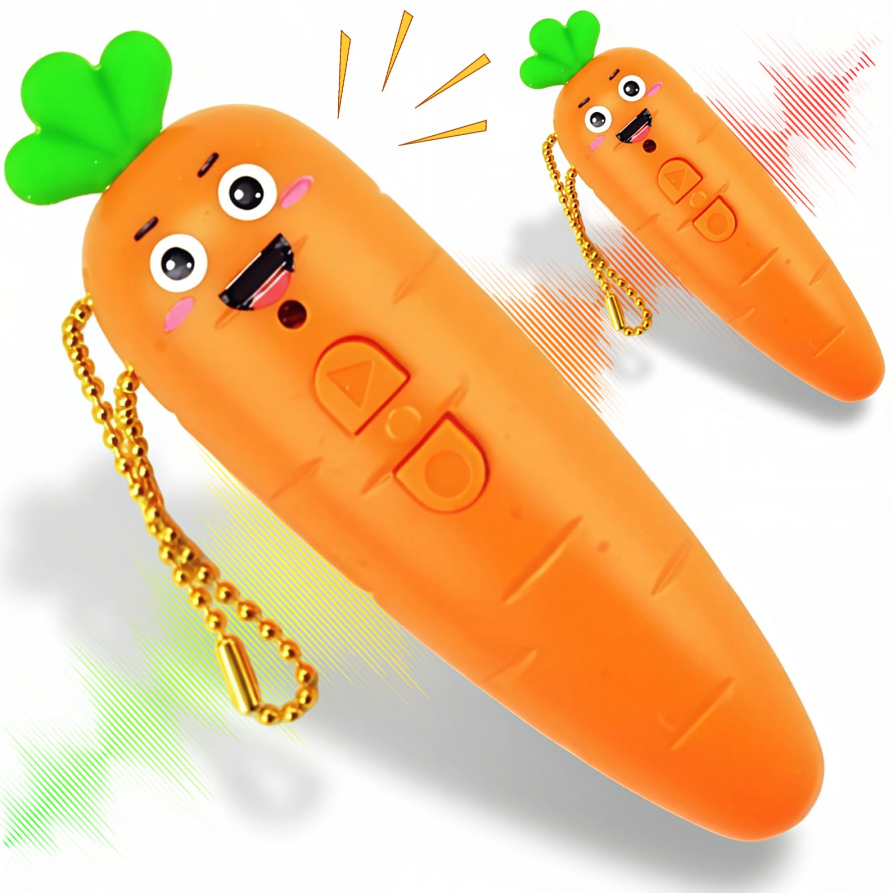 Voice Recorder for Kids, 2Pcs Carrot Pen, Cute 60-Second Voice Recorder for Kids, Unwritable Pen - Fun & Creative Present for, Students, Teachers