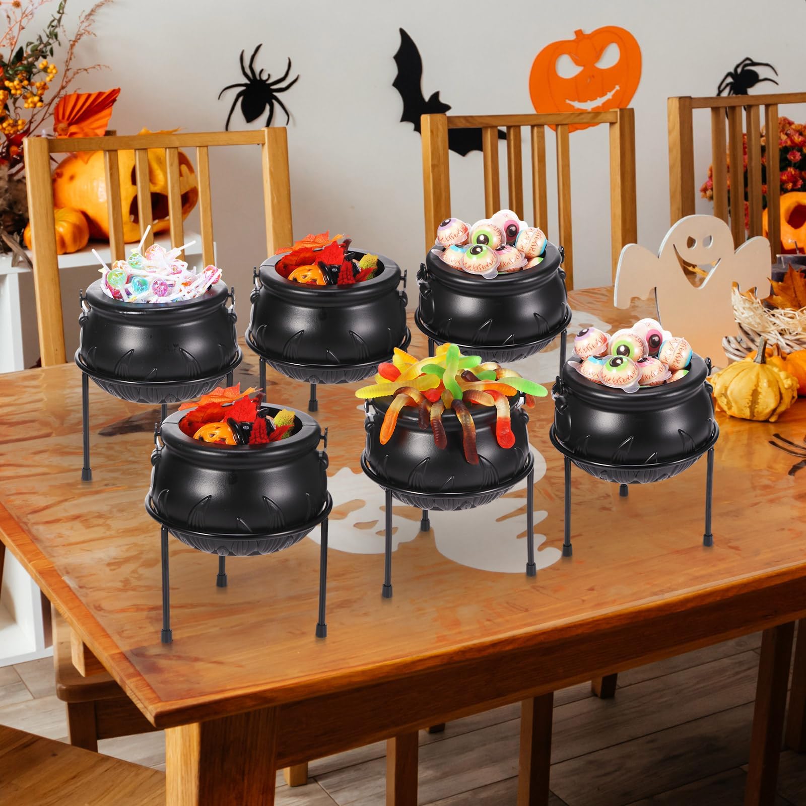 Amazon.com | Jenaai 6 Pcs Halloween Witch Cauldron Candy Serving Bowl ...