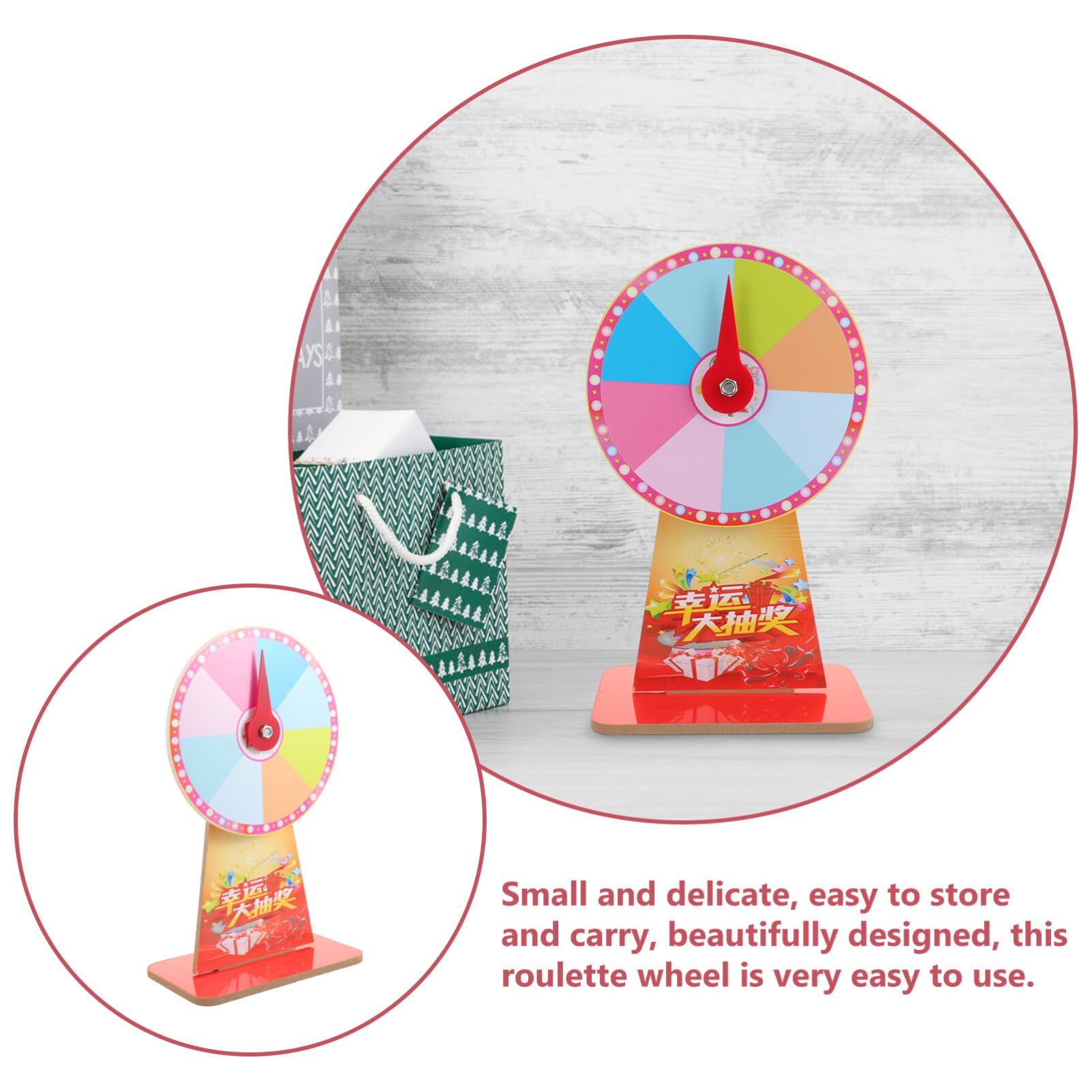 EXCEART Ruota dei premi con supporto da tavolo Rouletterad Vuoto per Carnevale E Fiere Vinci Il Gioco d'azzardo Puntello 20 cm