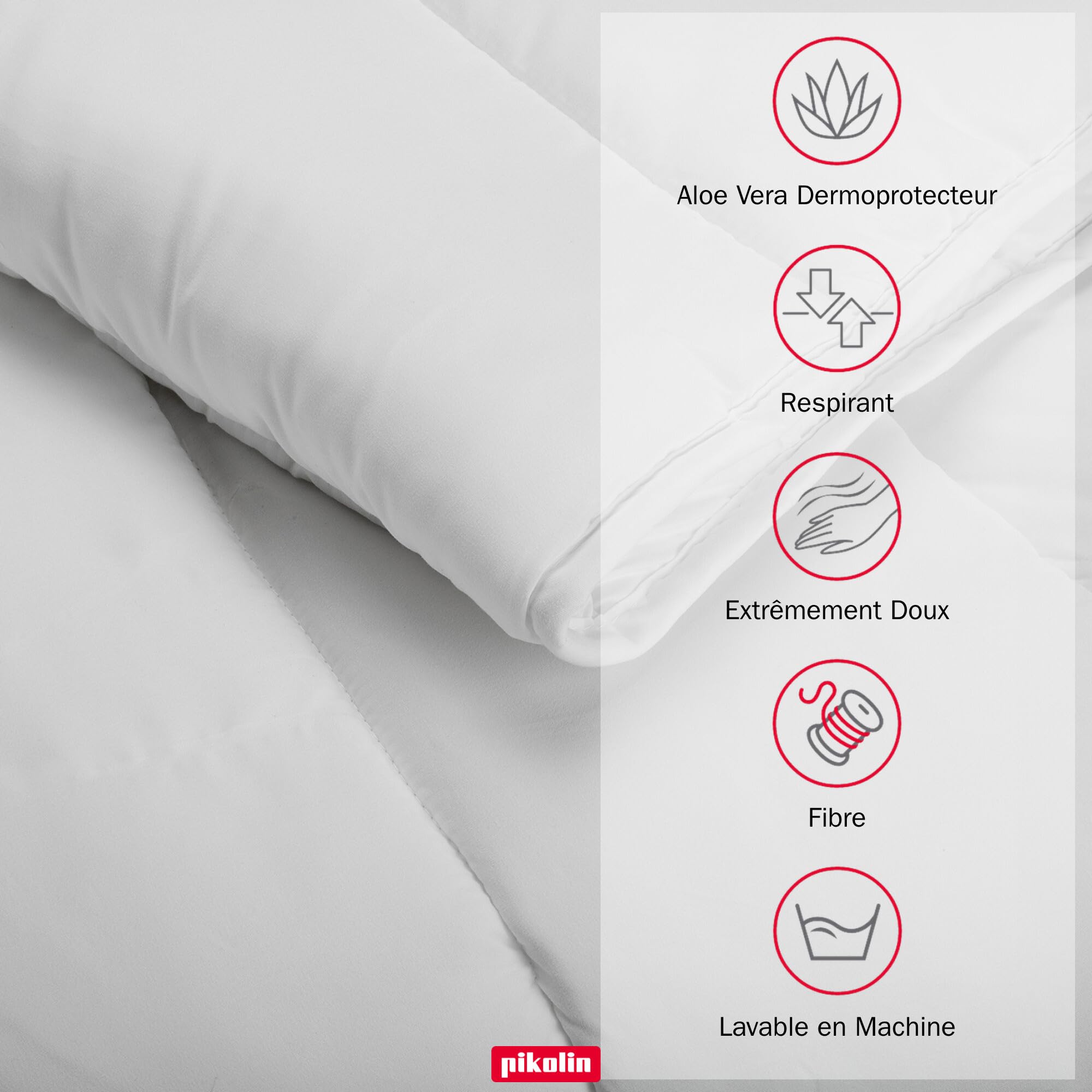 PIKOLIN Couette 220 x 240 cm 150 g d'Été en Fibre Aloe Vera pour Lit 2 Personnes - Couette Hypoallergénique, Lavable, Léger, Douce et Respirante
