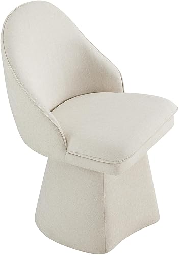 Miniatura 32 de Juego de 4 sillas de comedor giratorias, tapizadas de mediados de siglo con respaldo alto, sillas de cocina de tela de lino para comedor, Una tela