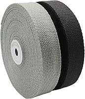 Vista 6 de Correas de algodón de 1 pulgada, 2 rollos/20 yardas para asas de bolsa, bolsa de mano, cinturón de tela, artes y manualidades (negro, gris)