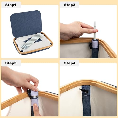 Miniatura 5 de OIAHOMY Cesta de lavandería con tapa, cesta de lavandería plegable de 100 litros con 2 bolsas interiores extraíbles, cesta de ropa con asas de