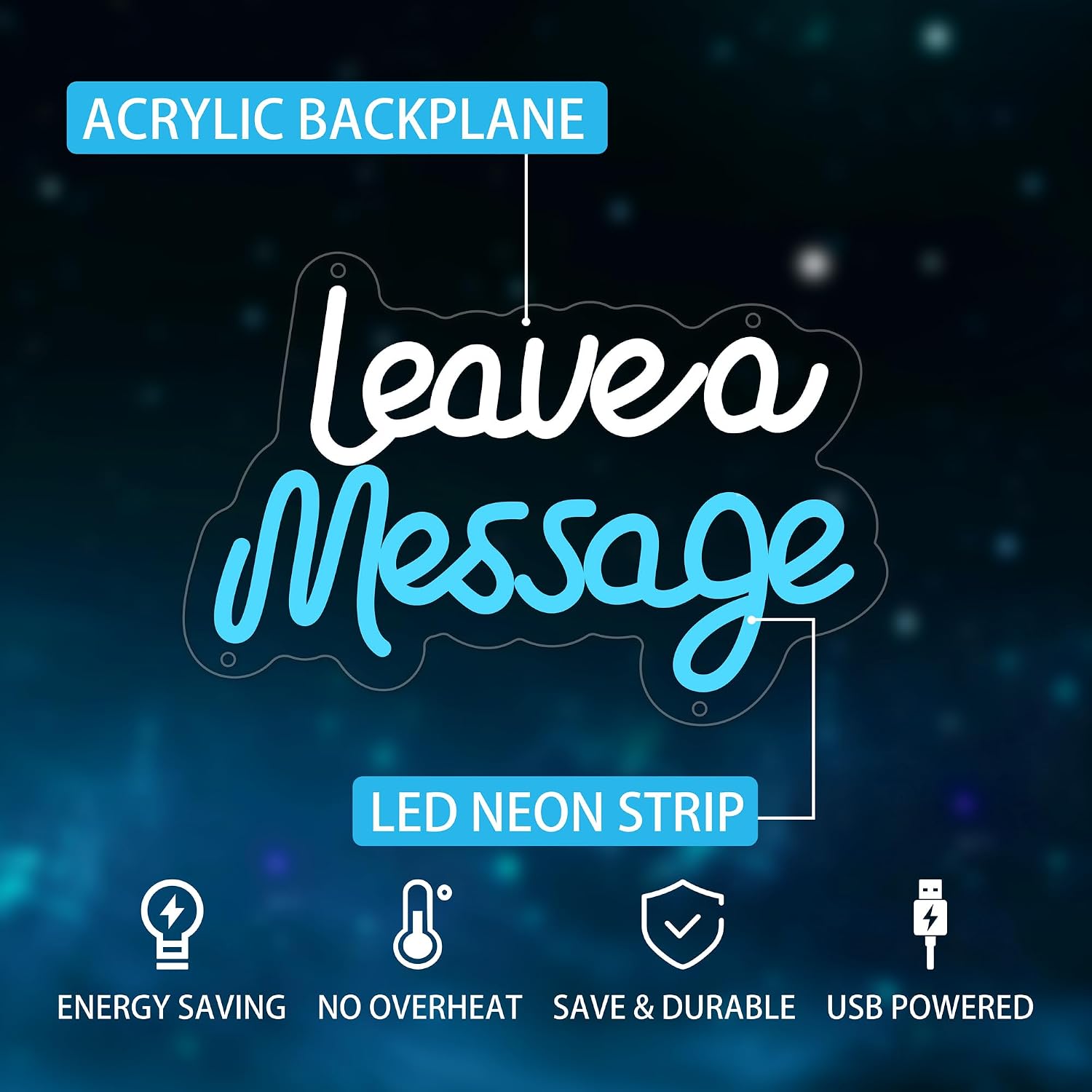 Leave A Message Neon Sign for Wall Decor, Message Led Signs, Dimmable USB Powered Neon Light Sign for Home, Business, Bar Pub, Store, Shop