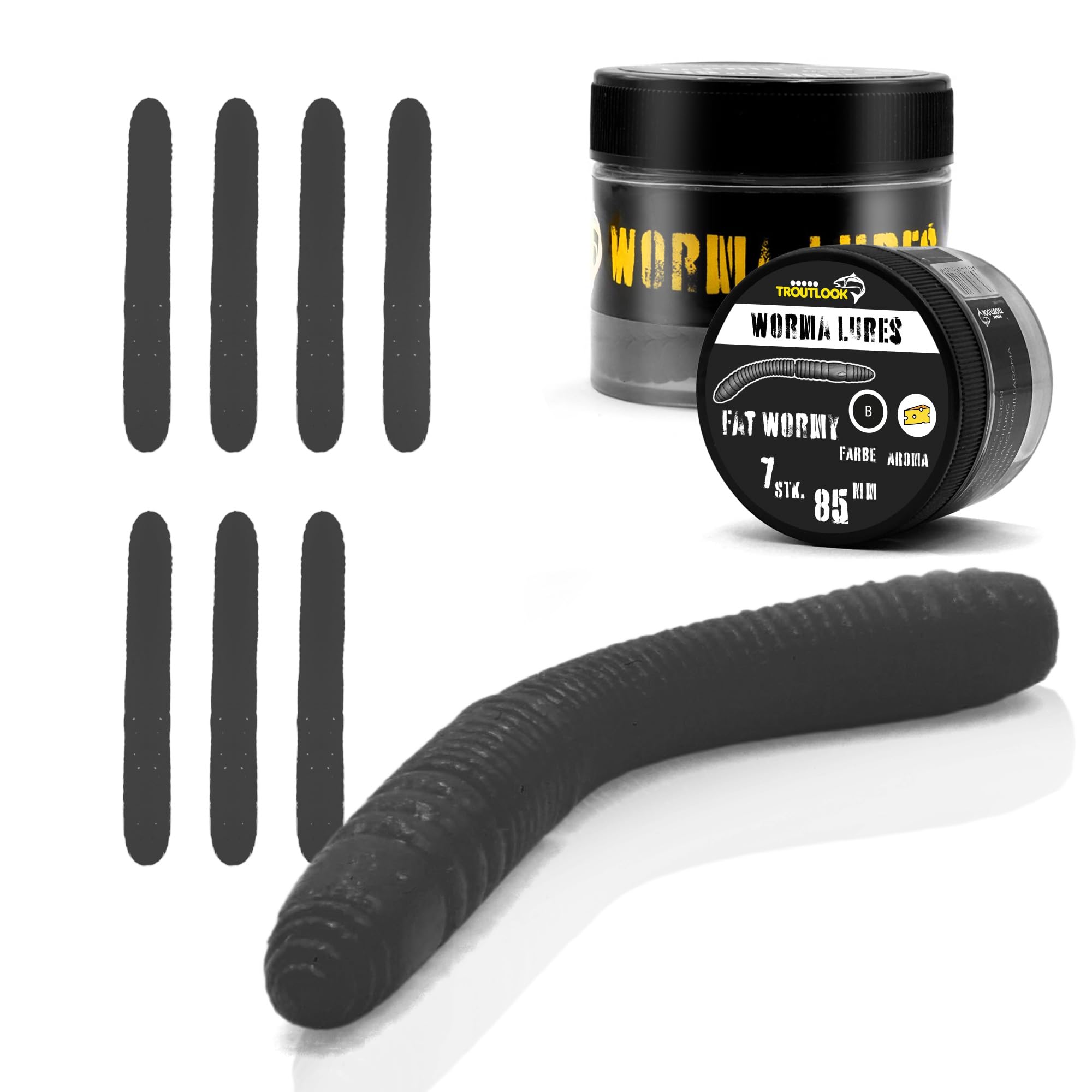 Troutlook Fat Wormy – 8,5 Cm Schwimmender Weichköder Für Räuber, 7 Stück
