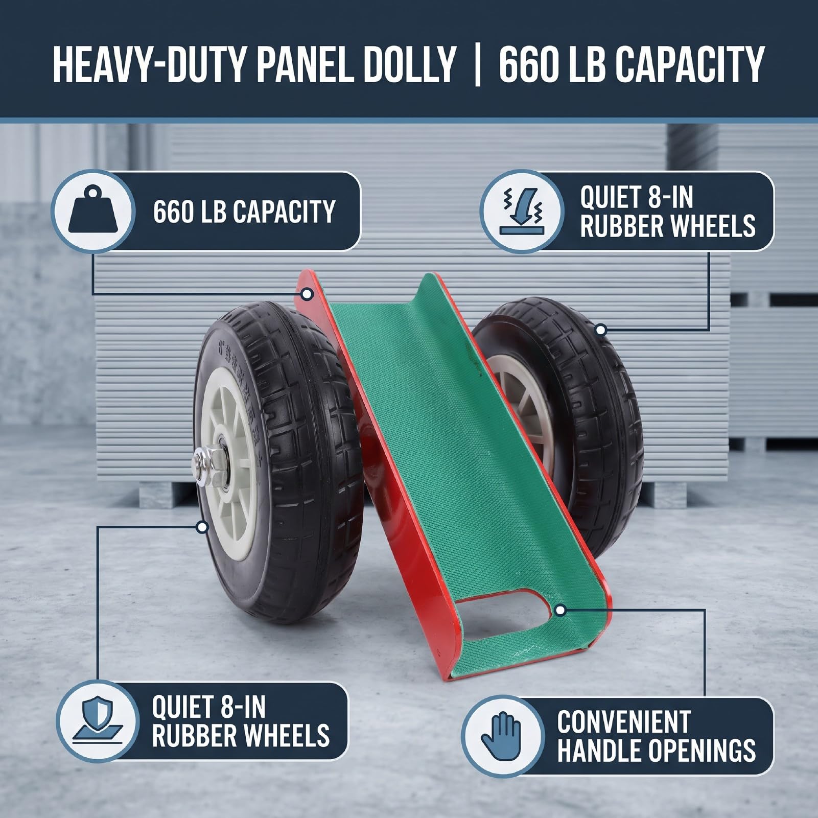 Dioche Carrello per Pannelli con capacità di 660 Libbre, Ruote in Gomma