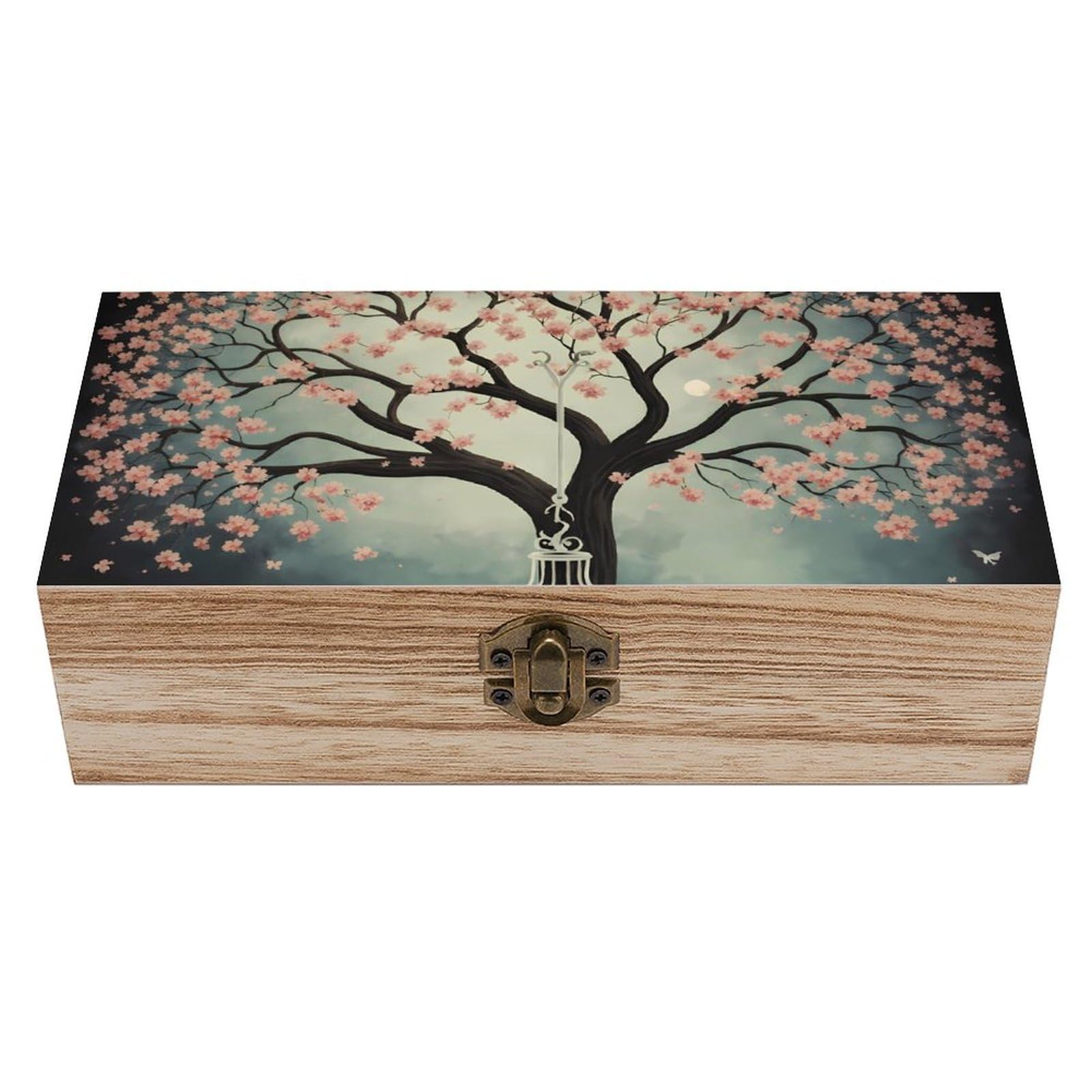 HLBSDM Tree with Birdcage Bird Wooden Storage Box