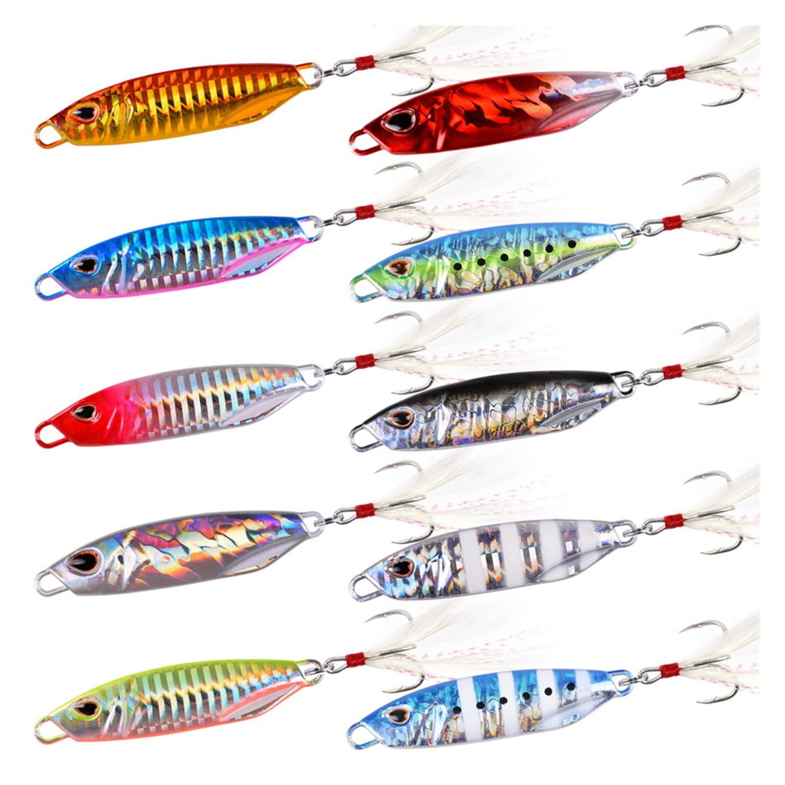 INEOUT 10Pcs Long Cast Metal Bait Spinner Cucchiaio Esche da Pesca in Mare Maschere Pesca alla Trota Esche Dure Affrontare Pesca Maschere Pesce Jigging Set Esca