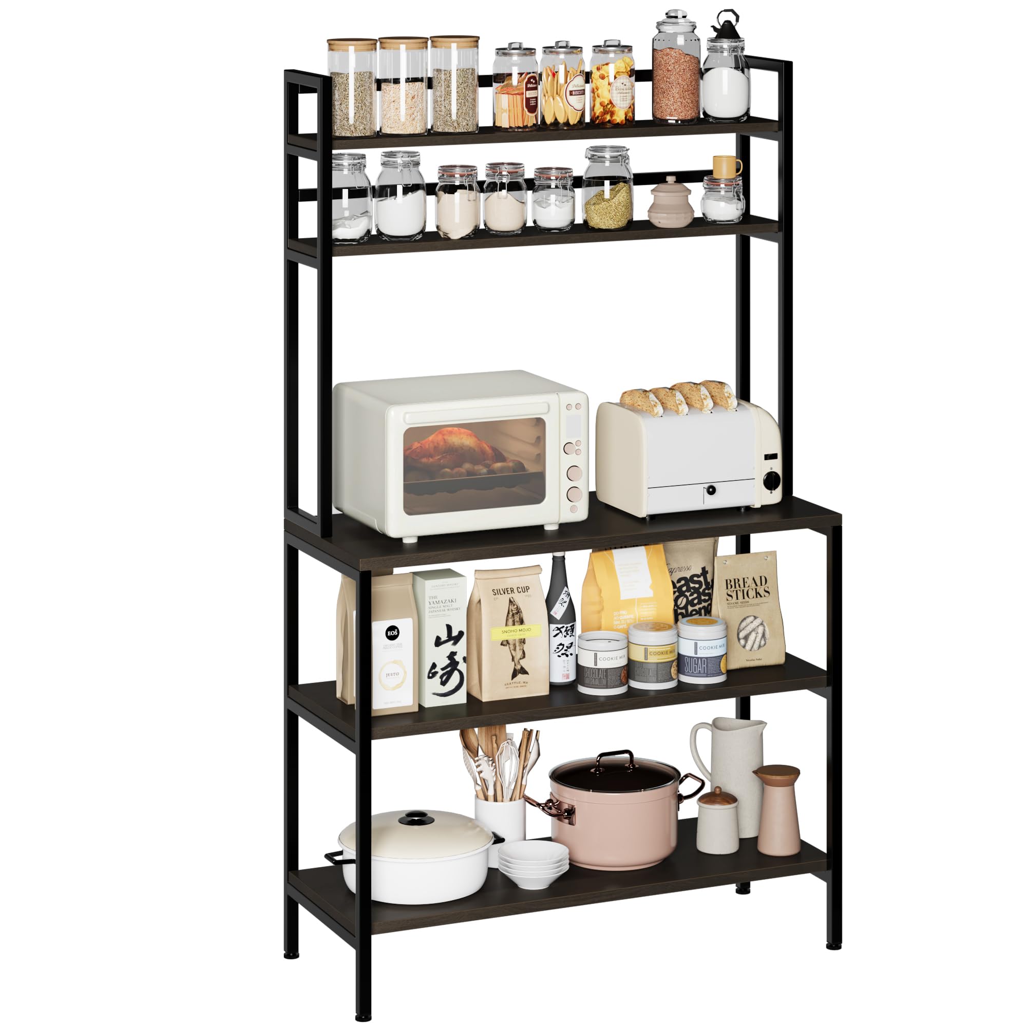 Amazon.com: Bakers Rack with Storage, 5-Tier Free Standing Kitchen ...