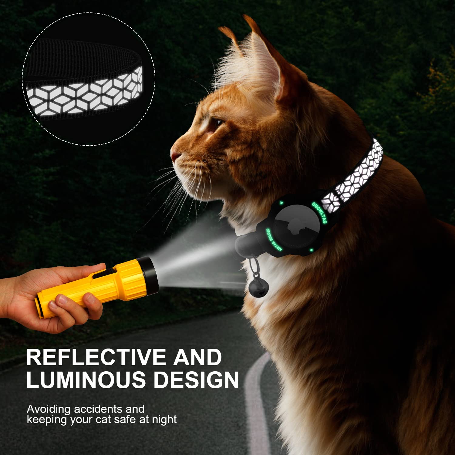 Nuvuq AirTag Katzenhalsband – Breakaway-Sicherheit, Weich, Verstellbar 15-25 Cm, Mit Halterung