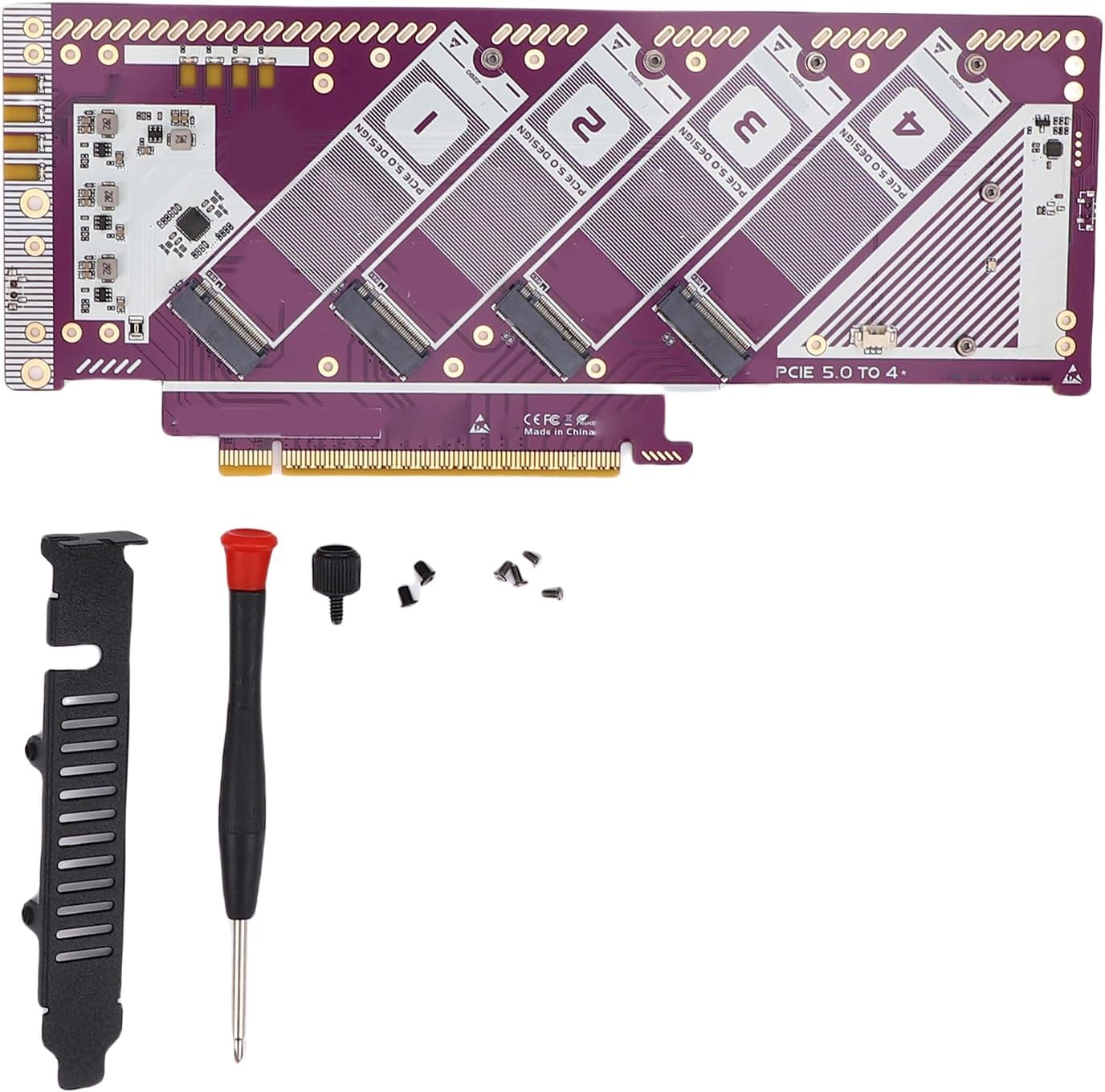 NVMe PCIe 5.0 x16 to M.2 SSD Extension Card Adapter, High Speed 512 Gbps, Gold Plated PCB, 15 inch Gold Layer, M.2 NVMe to PCIe Adapter for Computer
