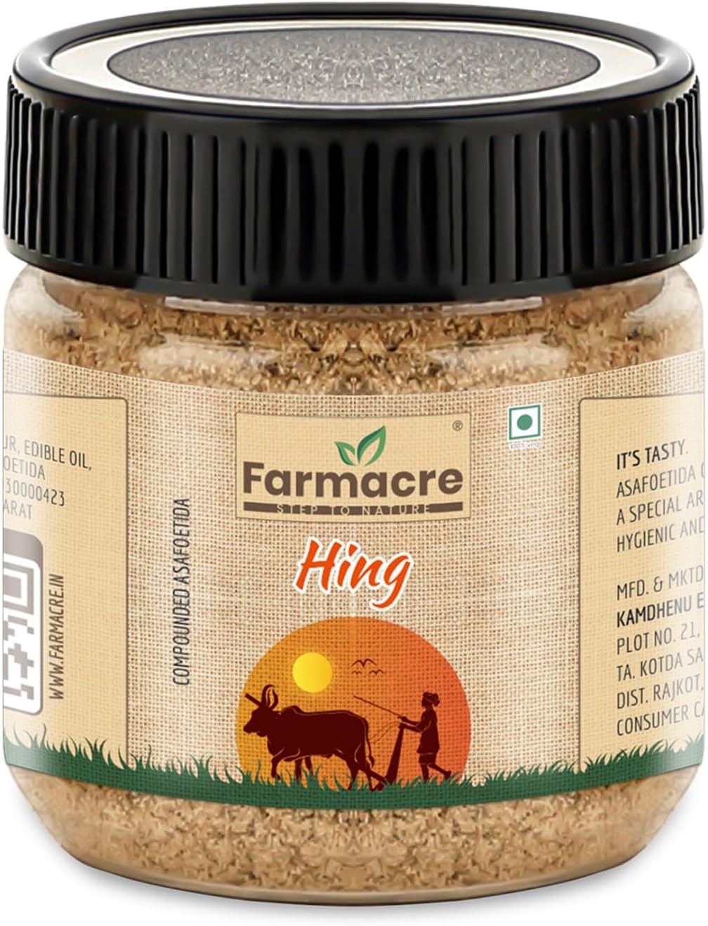 Farmacre With Logo Premium Hing 75 gm Rich Robust Aroma & Strong Flavour 100% Pure Asafoetida Powder for Cooking & Tempering with No Added Preservatives