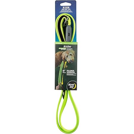 Nite Ize NiteDog Rechargeable LED Leash, USB Rechargeable 5 Foot Light Up Dog Leash w/Padded Handle, Lime