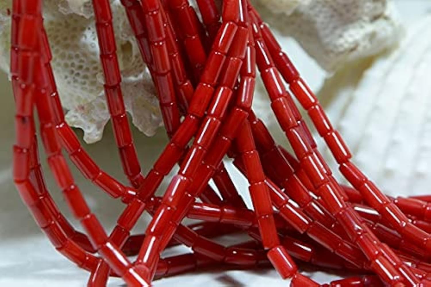 Perles de corail LKBEADS red coral beads fournitures bijoux DIY 16"