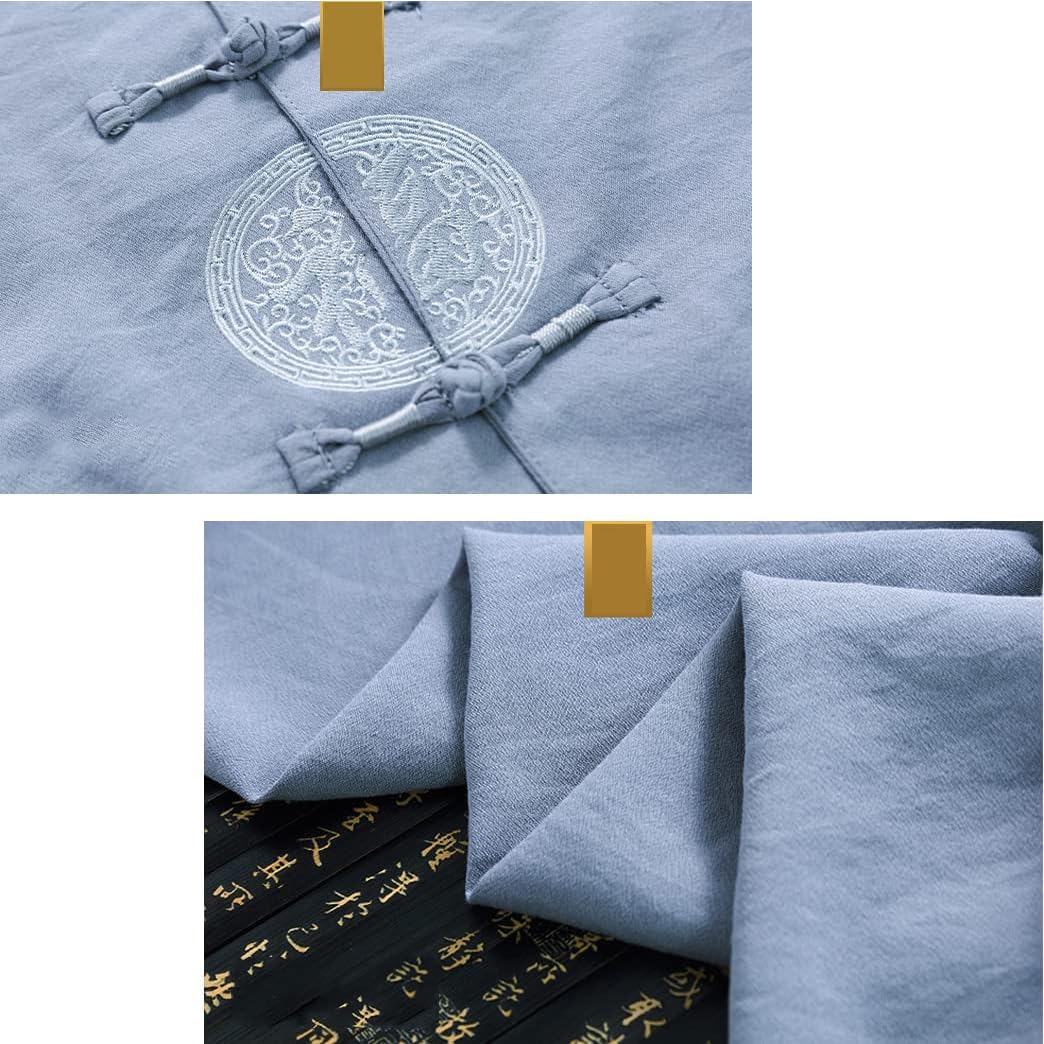 GVILTY Abito Da Uomo Tradizionale Cinese Cinese Cinese Costume a Maniche Lunghe Abito D'arte Marziale Marziale Uniforme Kung Fu, Cotone In Lino Tai Chi Pavimenti Per Pantal green-XXL