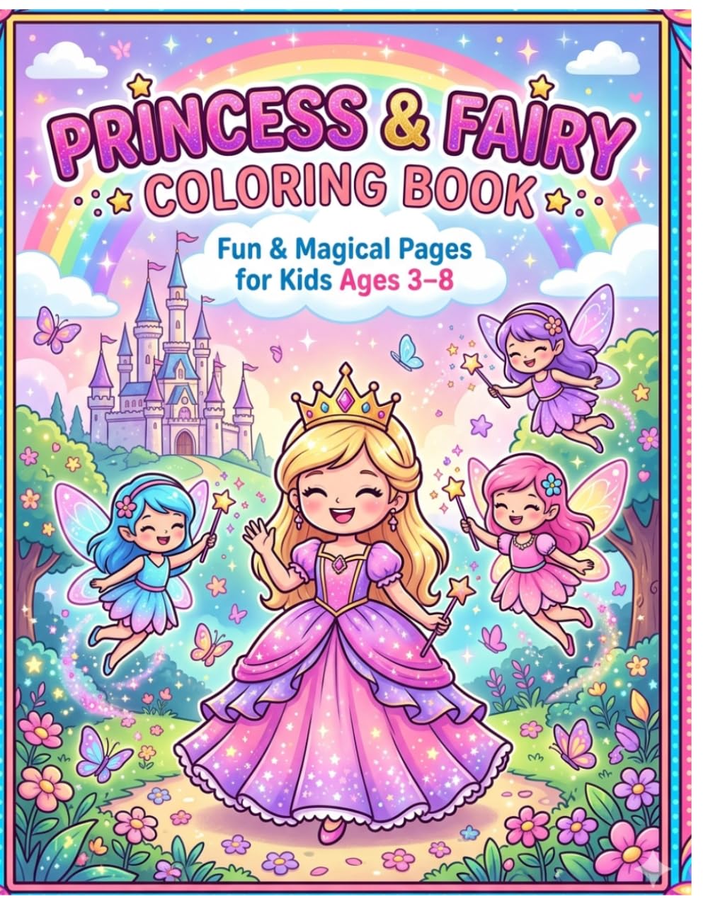 Princess & Fairy Coloring Book: Fun & Magical Coloring Pages for Kids Ages 3–8 | Cute Princesses, Fairies, Unicorns & Fantasy Worlds (Kids Coloring Book)