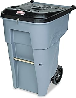 Rubbermaid Commercial Products Brute Confidential Document Rollout Waste/Utility Container, 65-Gallon, Gray (FG9W1088GRAY)