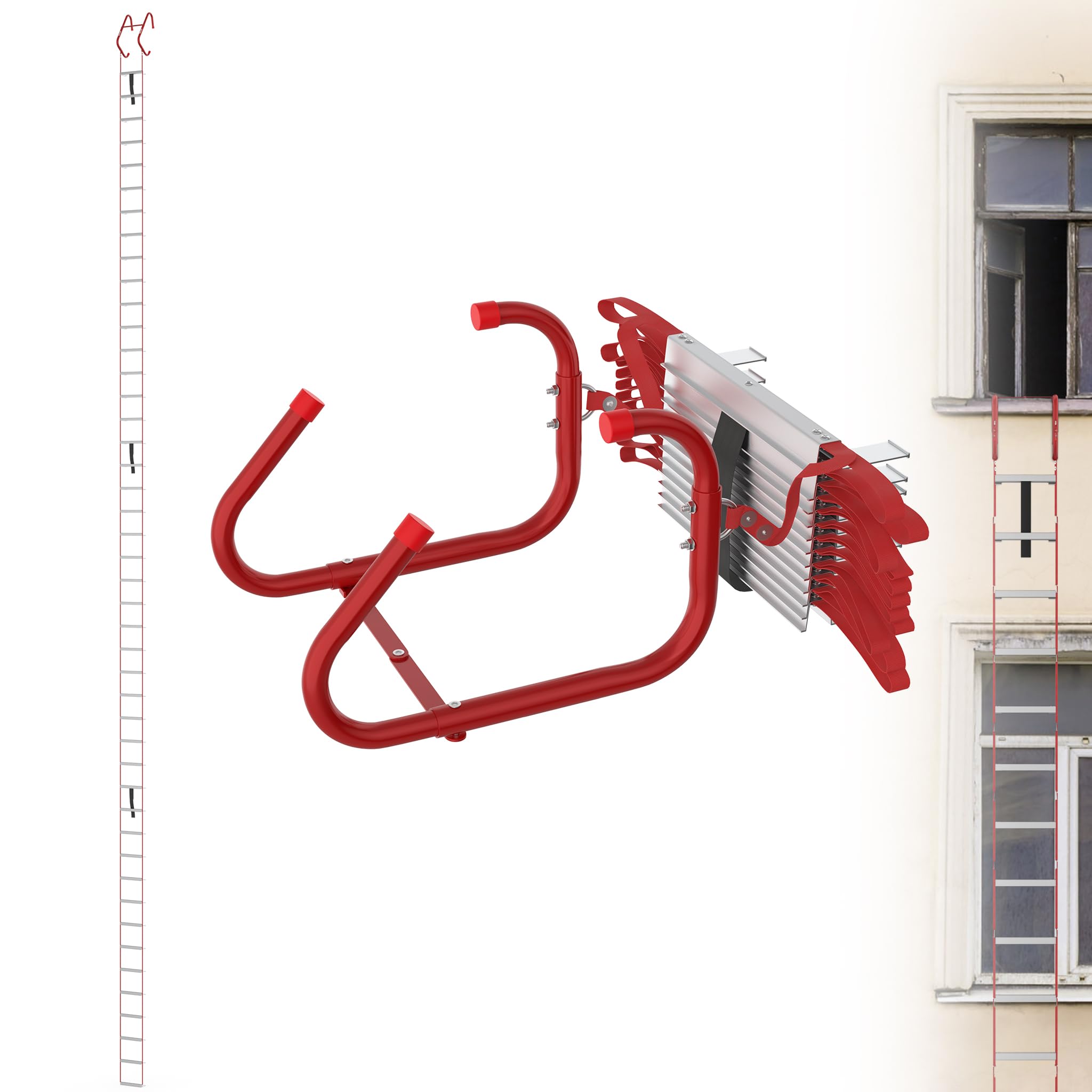 XMTECH Échelle de sauvetage avec crochet ignifuge en aluminium 4,5 m 450 kg