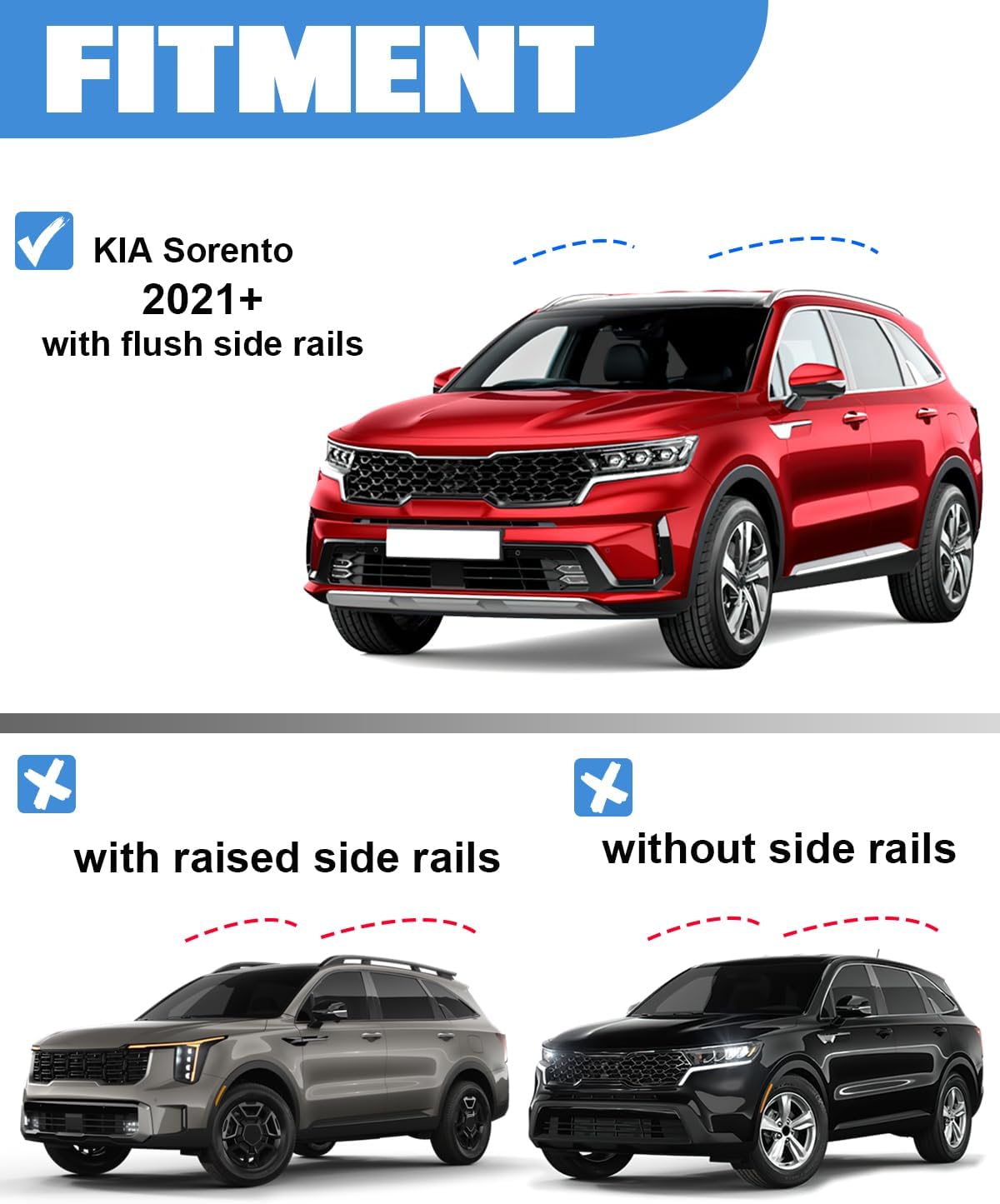 FengYu Lockable Roof Rack Cross Bars Compatible with 2021-2026 KIA Sorento & Sorento Hybrid with Flush Side Rails, 300lb Heavy Duty Aluminum Roof Rails Crossbars Cargo Bars Canoe Rooftop Black Luggage
