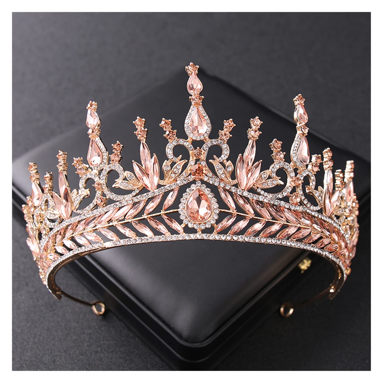 Luruxy barokowe kryształowe korony i tiary Rhinestone Princess Prom Diadem kobiety ślubne akcesoria do włosów dla nowożeńców biżuteria z pałąkiem na głowę Tiara (kolor metalu: zielony)