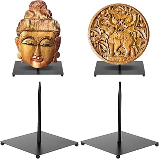 2 Pcs Black Metal Base for Sculptures Mask Display Holder African Masks Puppet Stand Sculpture Stand (7.9 × 7.9 × 7.9 Inch)