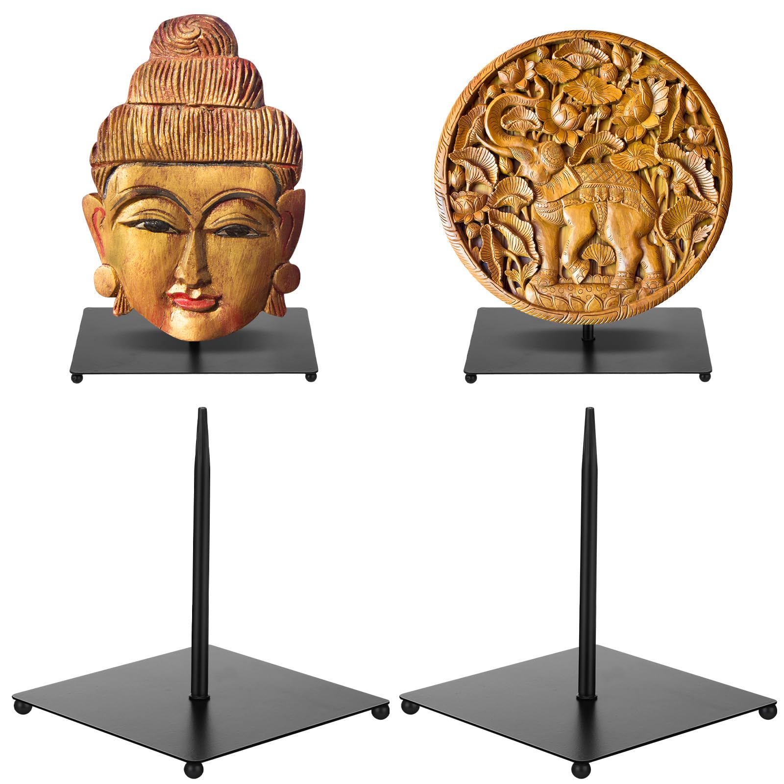 Photo 1 of RattanView 2 Pcs Mask Display Stand Artifact Display Stand with Base Metal Sculpture Holder for African Masks Puppet Sculpture Collectible(7.9 × 7.9 × 7.9 Inch)