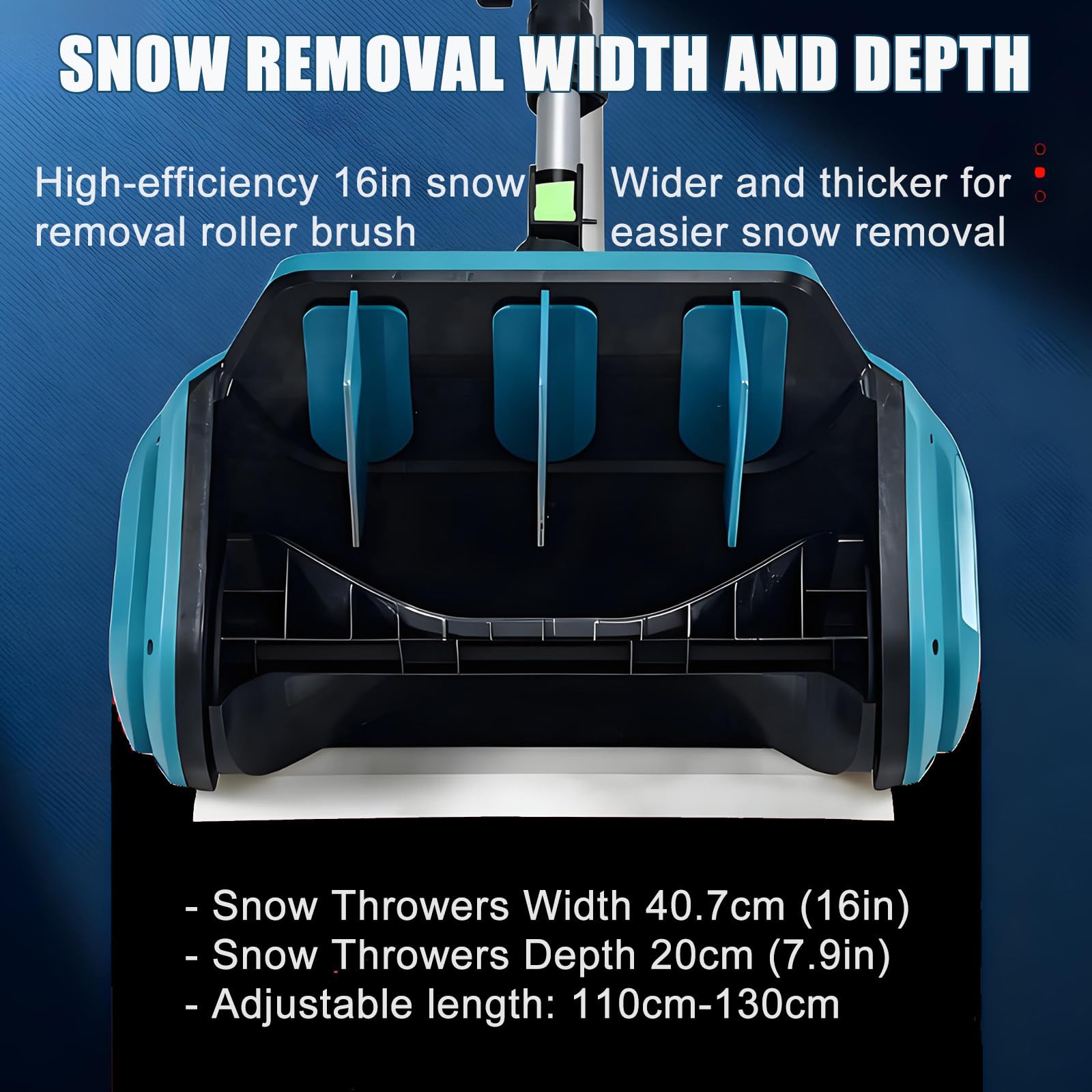 Spazzaneve elettrico senza fili, per esterni, larghezza 40,7 cm e profondità 20 cm, per verande e passerelle invernali, include 2 batterie