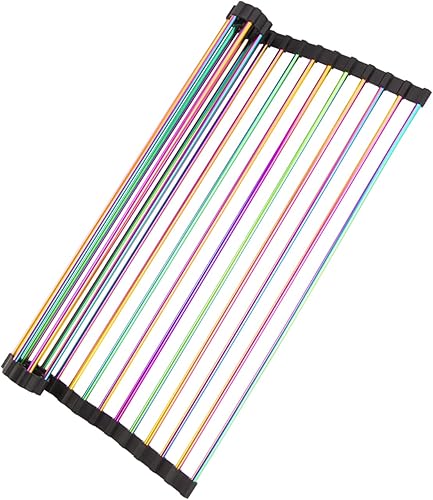 Elfcastle Estante para secar platos de acero inoxidable arco iris 178 x 157 pulgadas