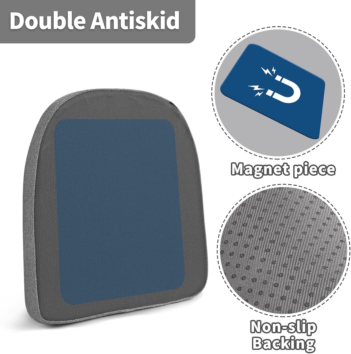 14 Inch Metal Chair Cushions Pads Magnetic Non-Slip Small Seat Cushion,Kitchen Chair Cushions,Bar Stool Cushions with Non-Slip Bottom,4pc(U-Shape,Dark Grey,14x14x1.2in)