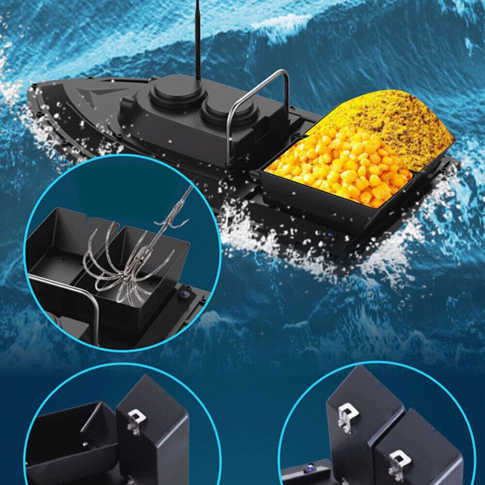 Bateau Amorceur avec Batterie Intégrée 5200 MA, 500m Radiocommande Auto Cruise Bateau Camouflage pour Piscines et Lacs