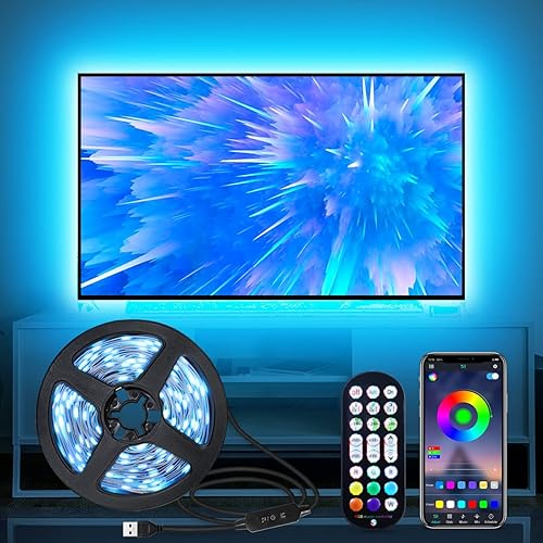 JHXGD LED Lights for TV Led Backlight, 9.8ft RGB Led Strip Lights for TV Lights Behind, USB TV Led Lights Strip for 32-43in TV, Bluetooth APP Remote Control Music Sync TV Backlight for Gaming Room
