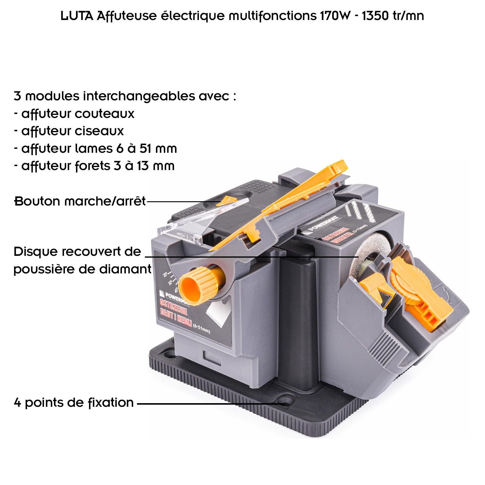 LUTA Affuteuse électrique multifonctions 170W - 1350 tr/mn