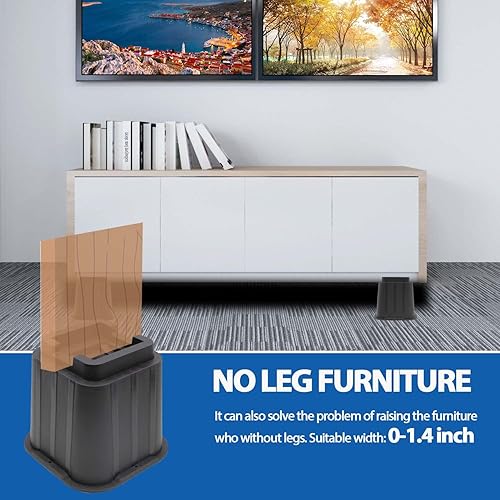 Miniatura 6 de Elevadores de cama de 8 pulgadas, elevación de altura de 3, 5, 8 pulgadas, elevadores de marco de cama apilables, soporte resistente de hasta 8000