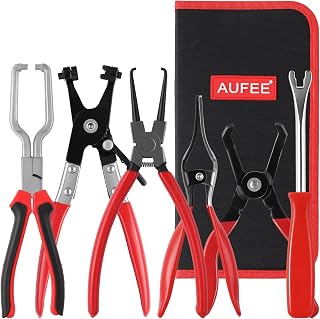 6PCS Fuel Line Pliers, Fuel Line Disconnect Tool Set, 9'' Hose Clamp, Electrical Disconnect Pliers, Heavy-Duty Hose Removal, Clip Removal Tool for Auto Mechanic Tools with Storage Case