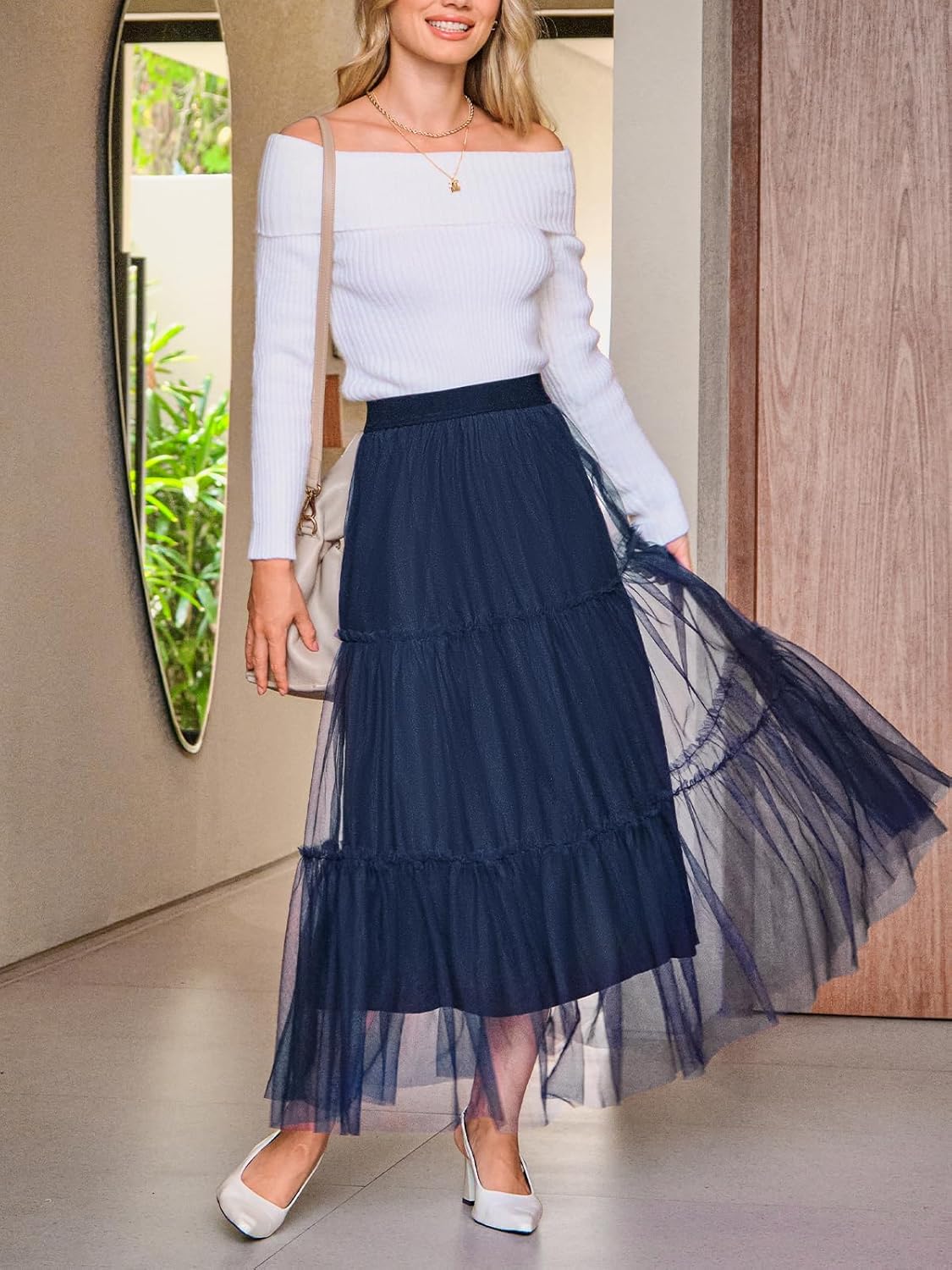 Women's Long Maxi Tulle Skirts Dressy A-Line Puffy Fairy High Waist Mesh Skirt Party Vacation - Image 2