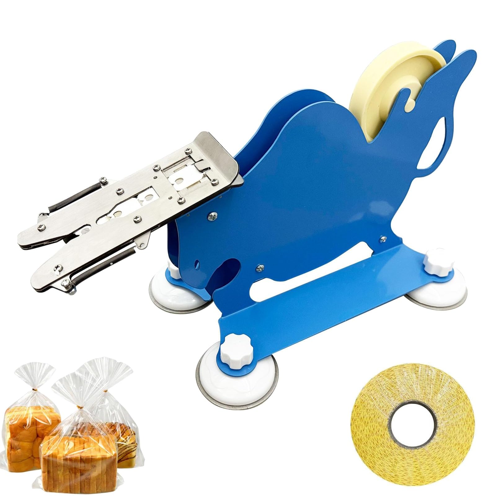 Aserzenith 1 Manual Bread Clasp Machine,Plastic Clip Sealing Machine W/Sliding Device,Stainless Steel Plastic Bag Sealer W/4 Strong Suction Cups, For Cookie