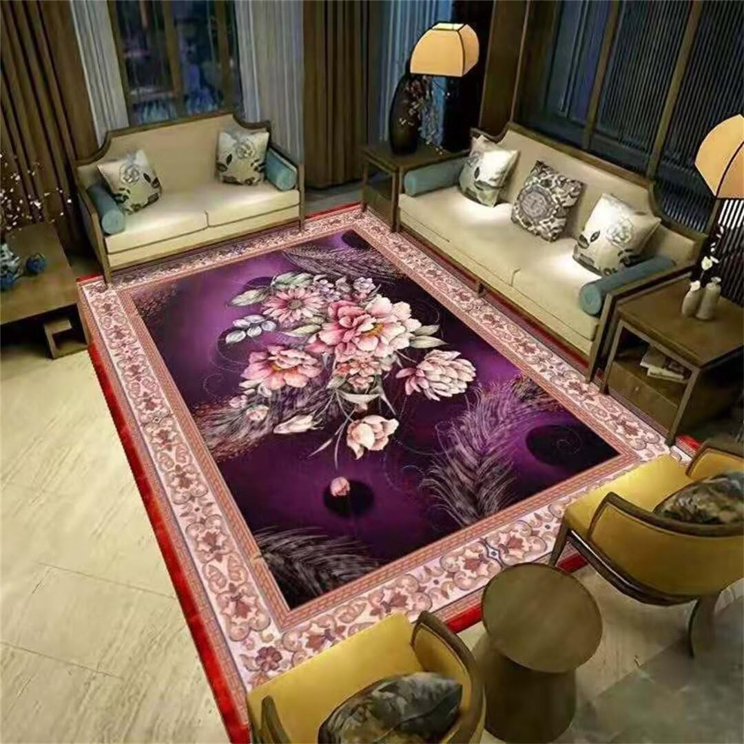 Tapis chambre ado garçon violet 120x160cm lavable pour salon et cuisine