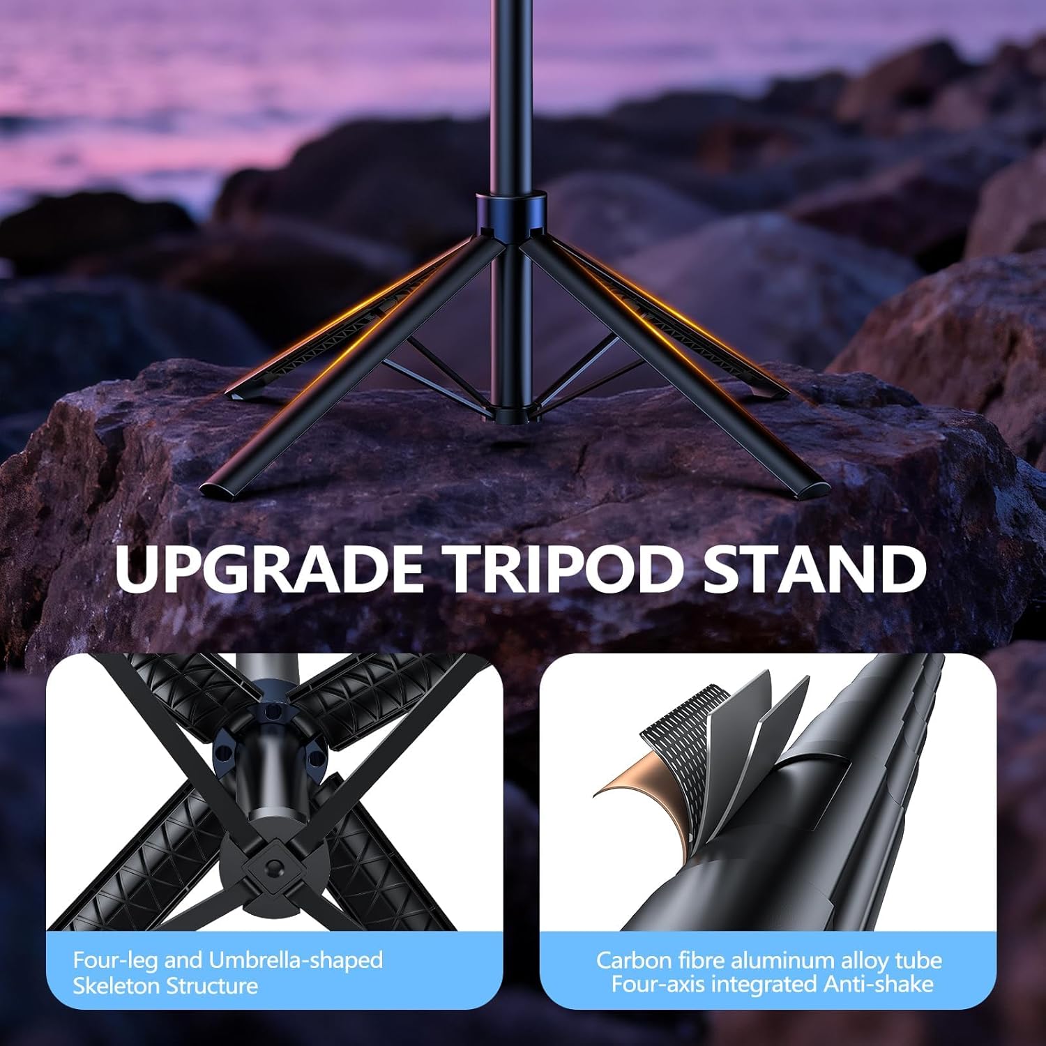 Smart Face Tracking Tripod Selfie Stick with LED Light, 360° Rotating 70" Phone Camera Stand with Bluetooth Remote, Perfect for Video Recording, Live Broadcast, and Social Media Content
