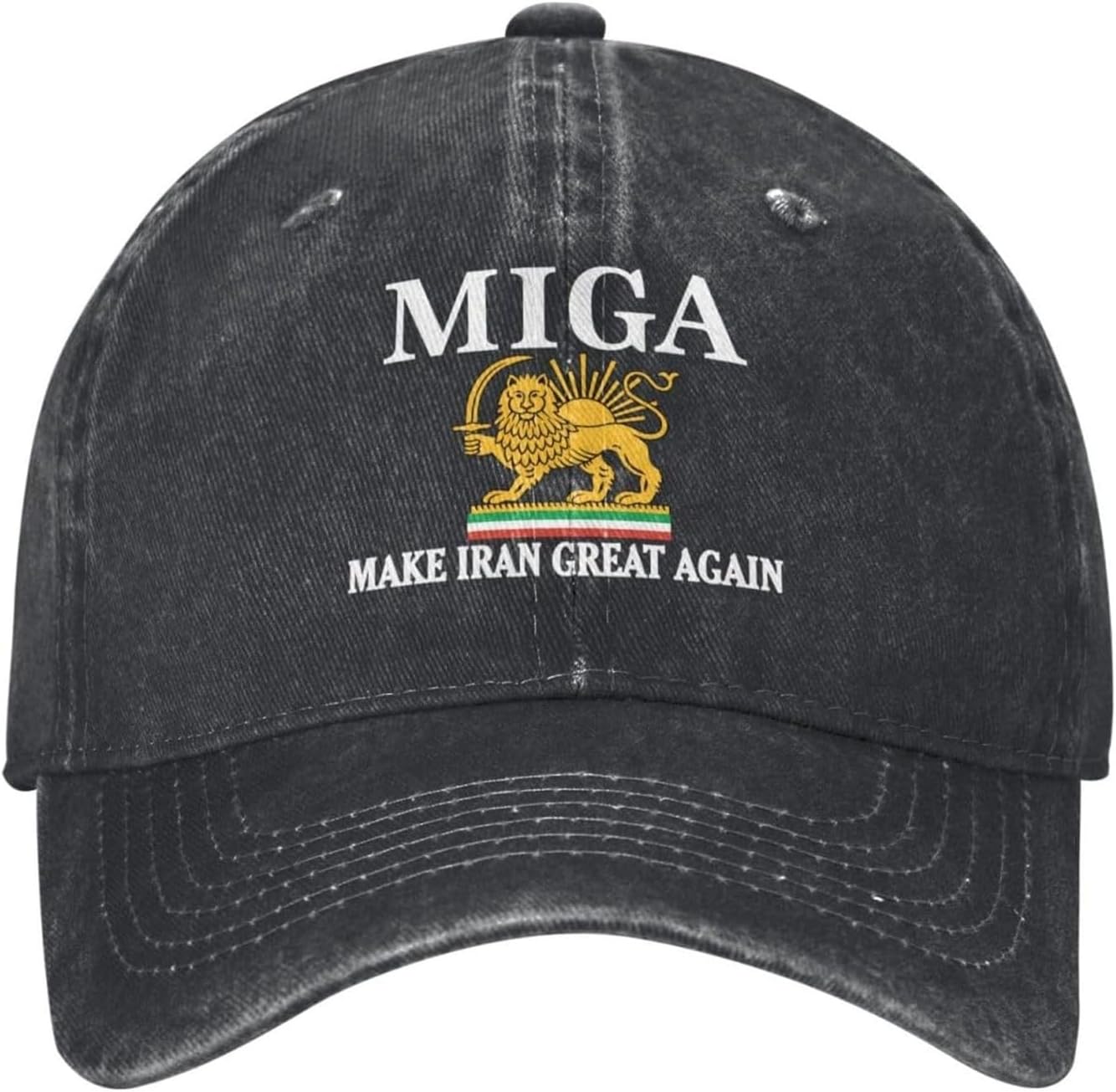 Iran Flag Snapback Cap for Men – Classic 6 Panel Flat Bill Hip Hop Style Hat, Adjustable Solid Color Design Men and Women Washable Soft Top Baseball Caps with MIGA Printed Outdoor Hats