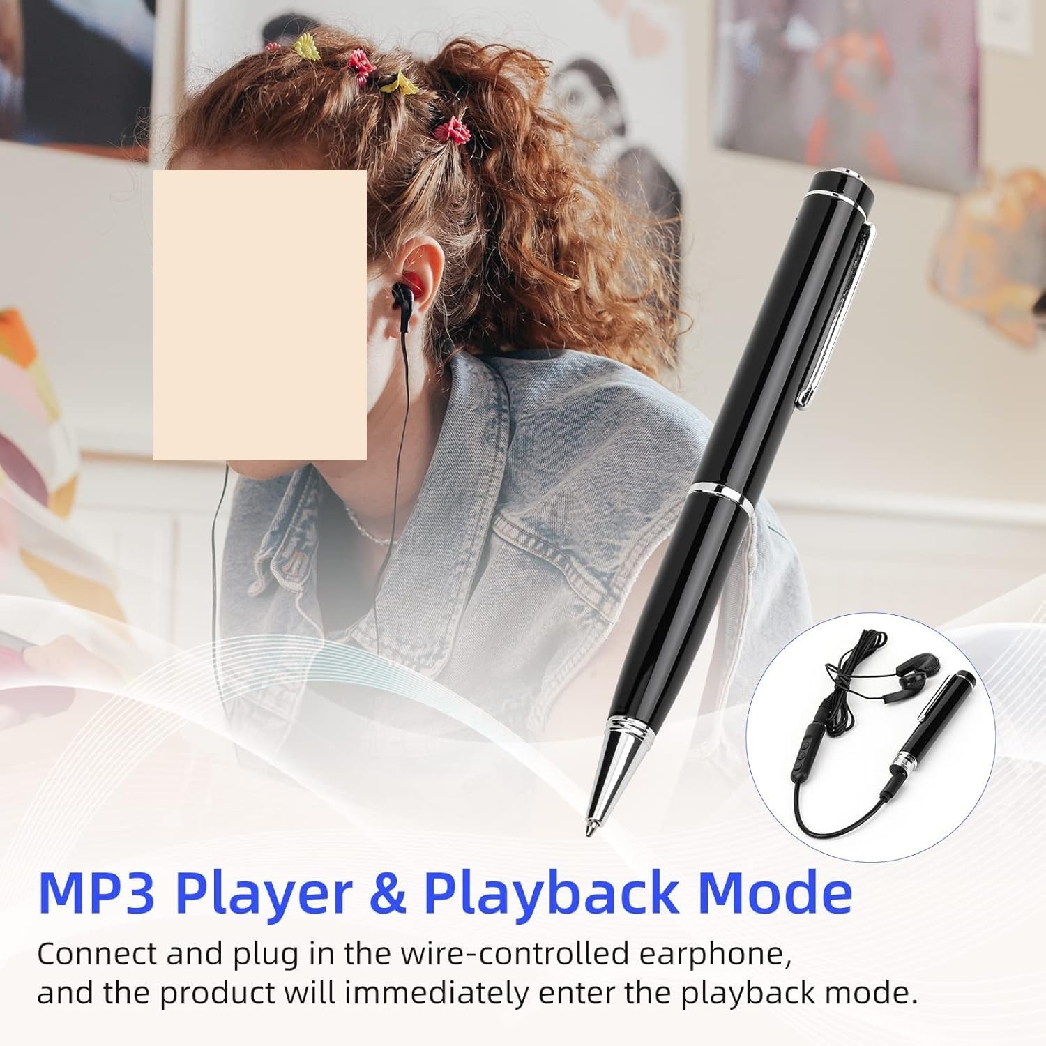 2 penne registratore digitale - attivazione audio, cavo USB e tappi for le orecchie, for lezioni, riunioni e interviste, apparecchiature di registrazione professionali