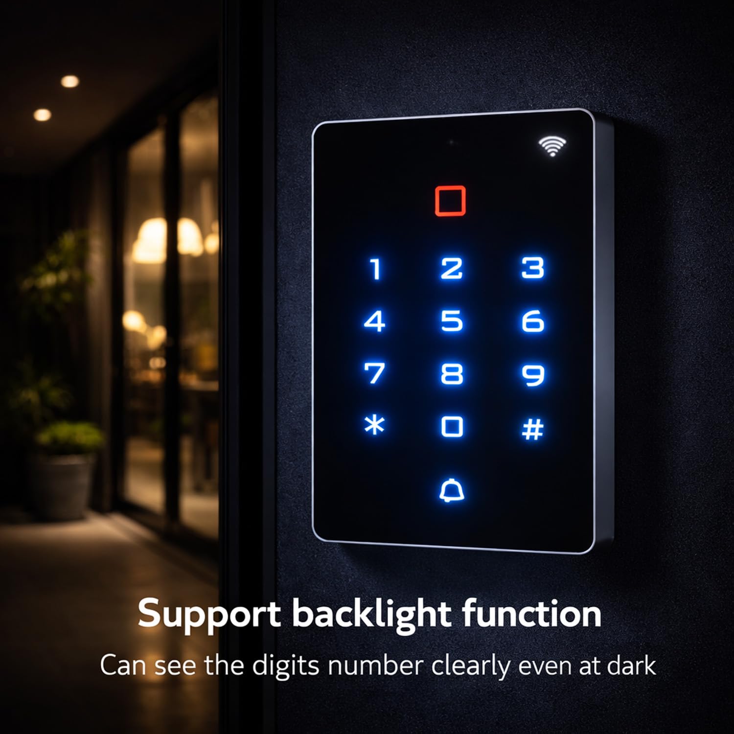 Controllo Accessi WiFi Tuya RFID, Tastiera a Codice Touch Retroilluminata IP68, Lettore RFID 125kHz, WG26/WG34, DC12V, con 10 Badge RFID(7)