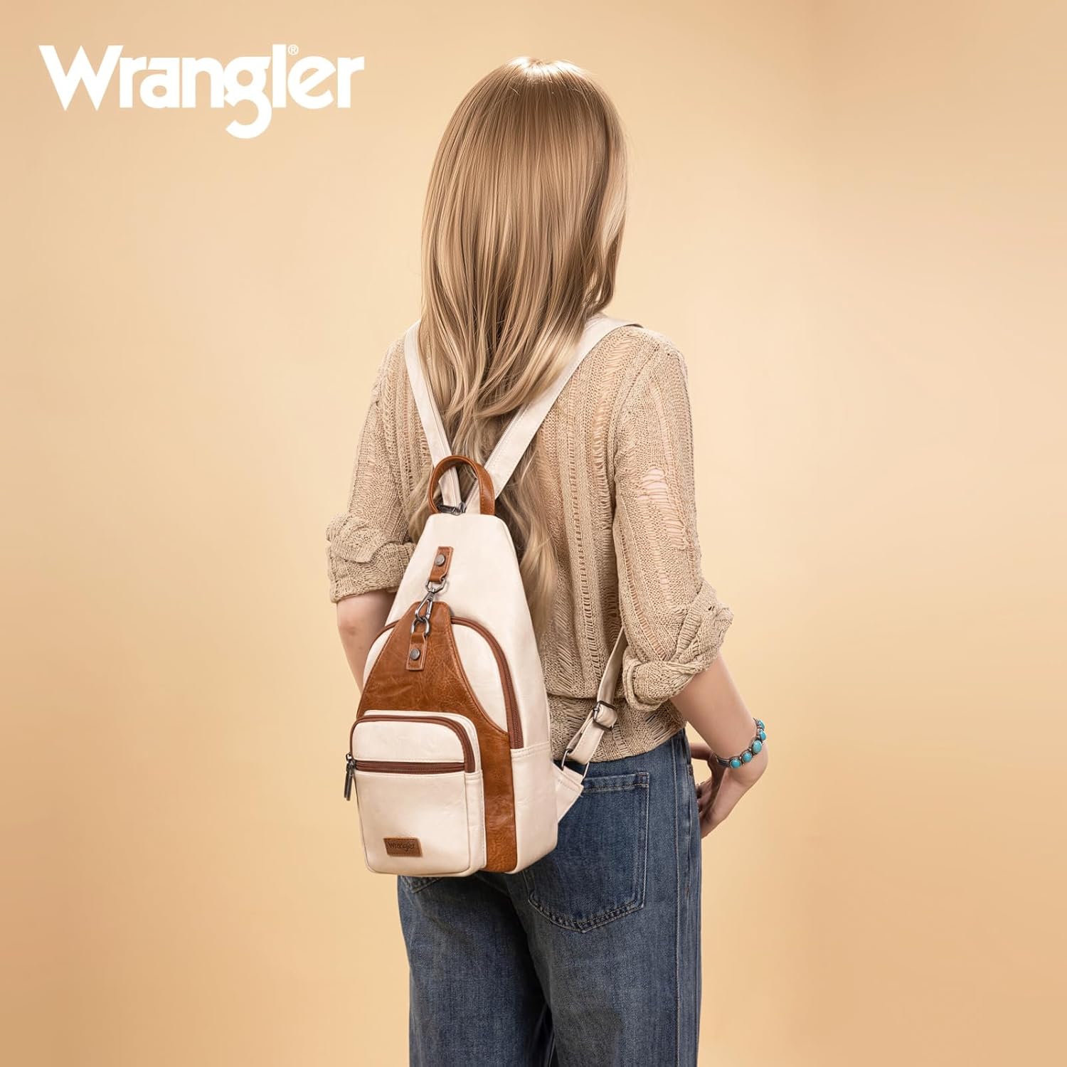 Montana West Wrangler Convertible Backpack Bag for Women Fashion Crossbody Bags with Adjustable Sling Backpack One Shoulder Backpack for Hiking Travel WG290-347TN-BR
