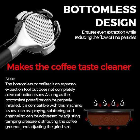58mm Espresso Coffee Bottomless Portafilter, Compatible for E61, Flair 58, ECM, Rocket, Sanremo, Synesso, VBM Coffee Machines, with 18g Filter Basket & 0.3mm Holes.