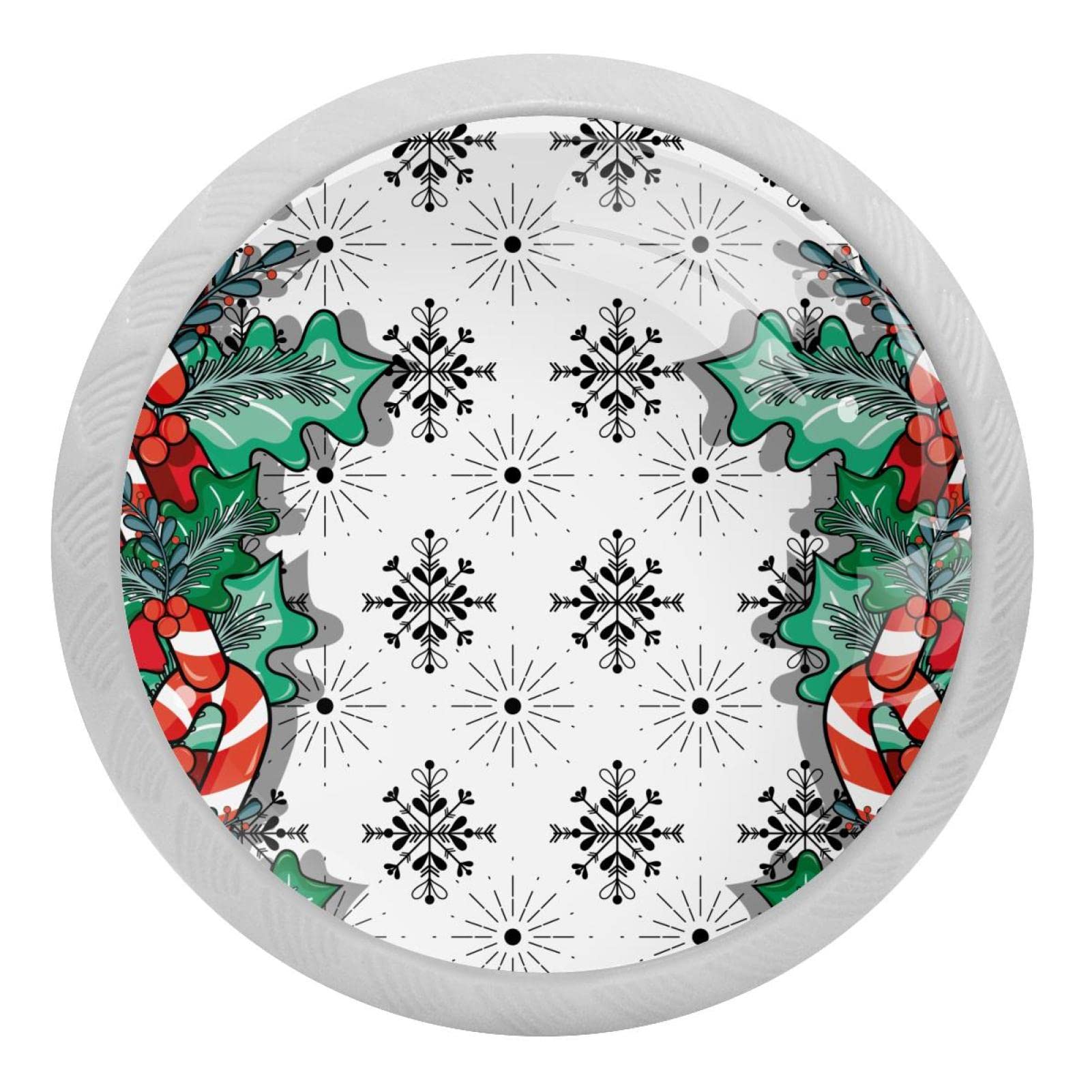 Boutons de tiroir fluorescents 35mm style vintage de Noël | Lot de 4